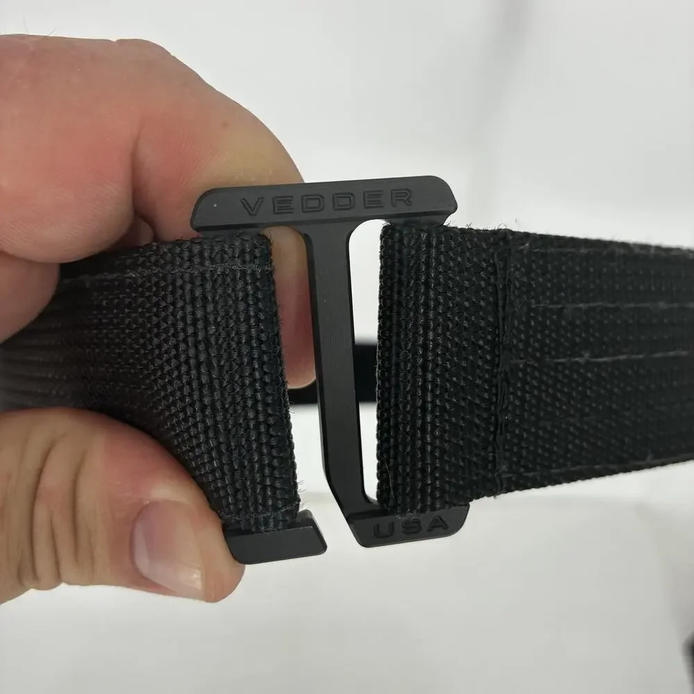 Vedder Handcrafted Tactical EDC Belt Black Canvas Adjustable 34-37 Heavy Duty